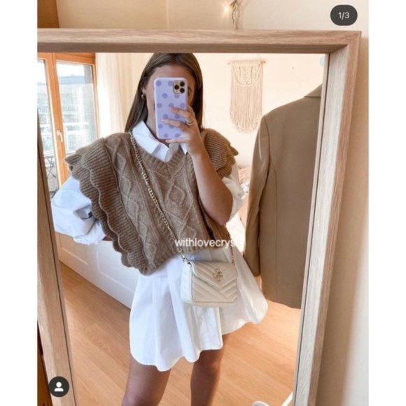 NWT Zara Cable Knit Sweater Vest - Picture 2 of 12